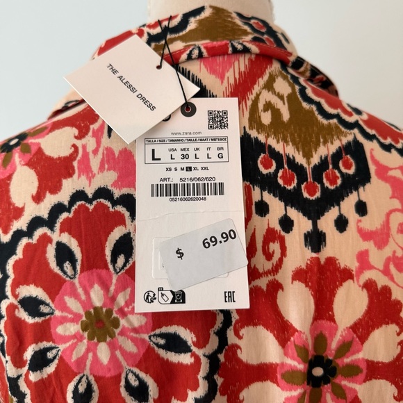 ✨ ZARA The Alessi Dress Bold Floral Maxi NWT Size L ✨ - Picture 12 of 13